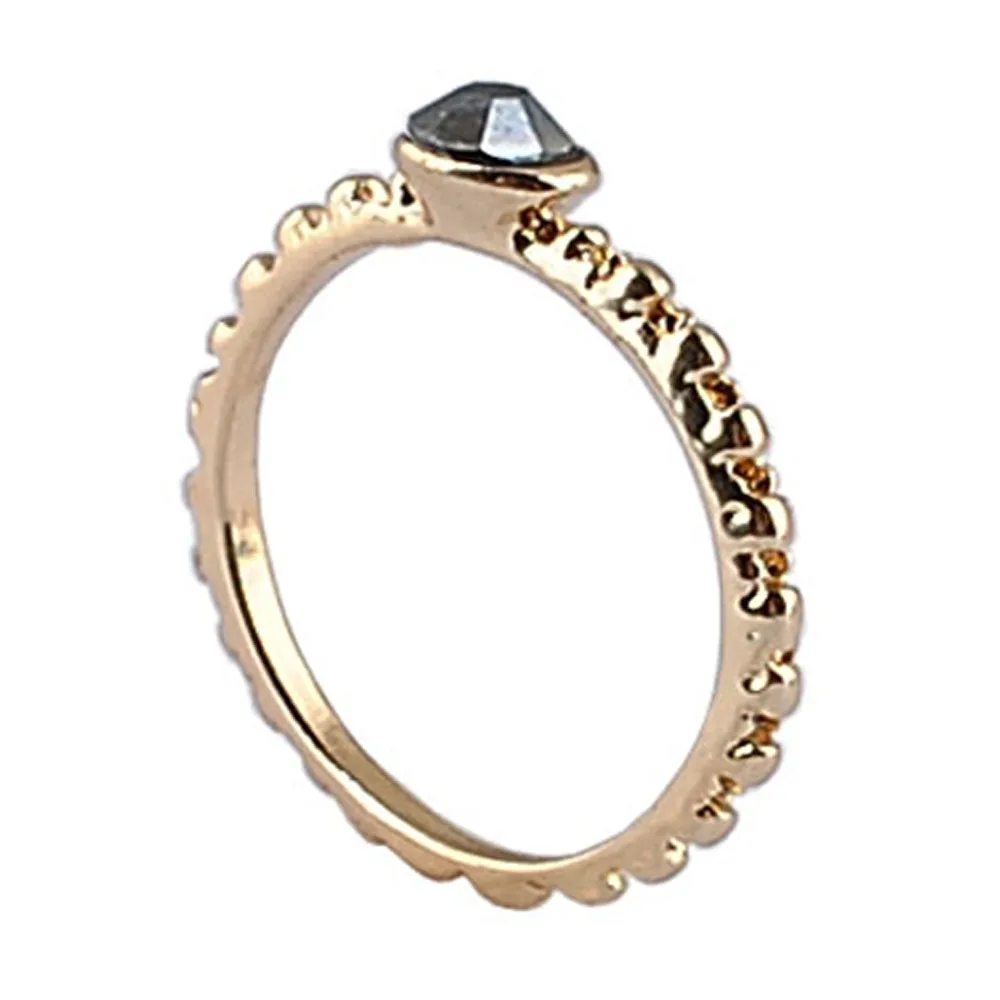 

2 pieces / lot Charm Ring Gold Color Rhinestone Zinc Alloy Ladies' Ring