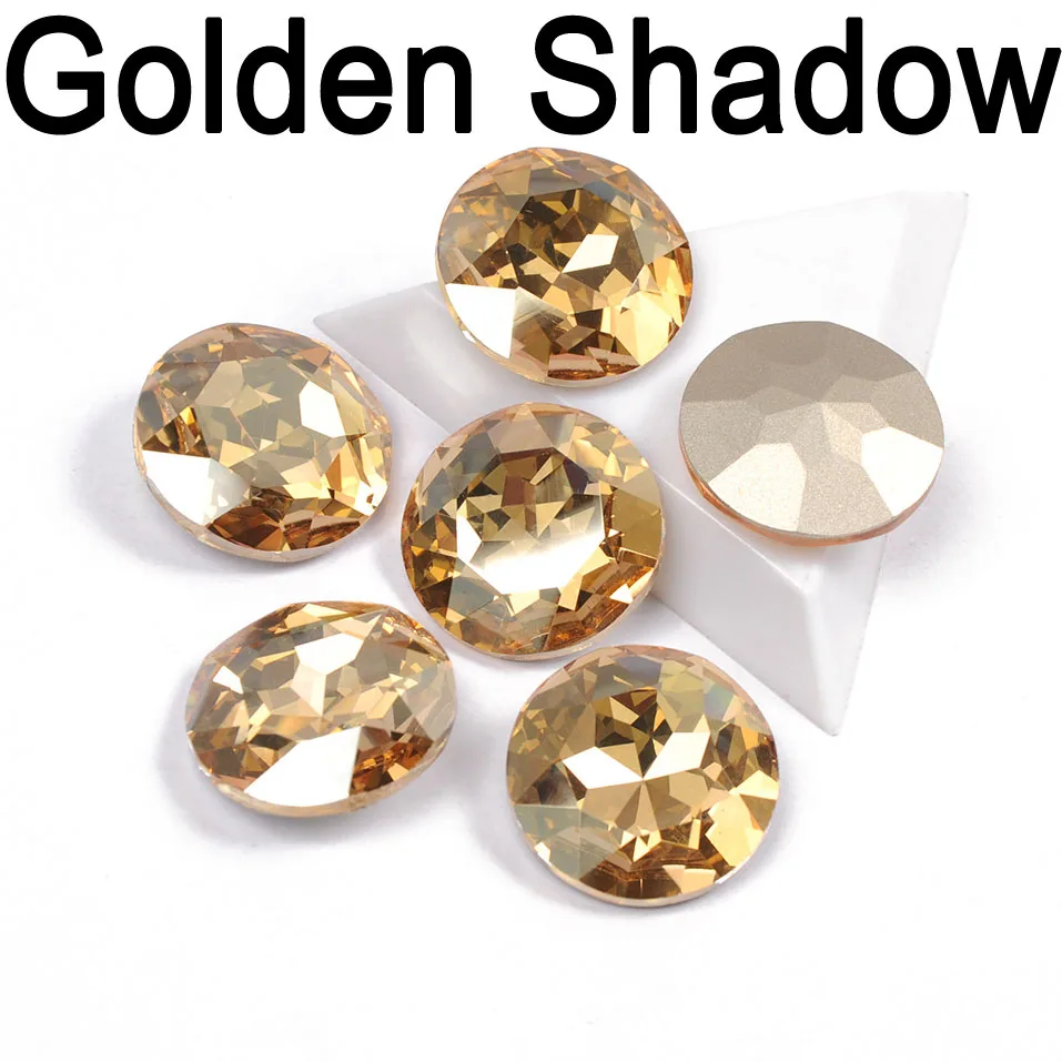 Golden Shadow Красочные цвета 27 мм Блестящий Кристалл пришить стразы с когтями камни круглые стеклянные стразы Diy сумки одежда - Цвет: Golden Shadow