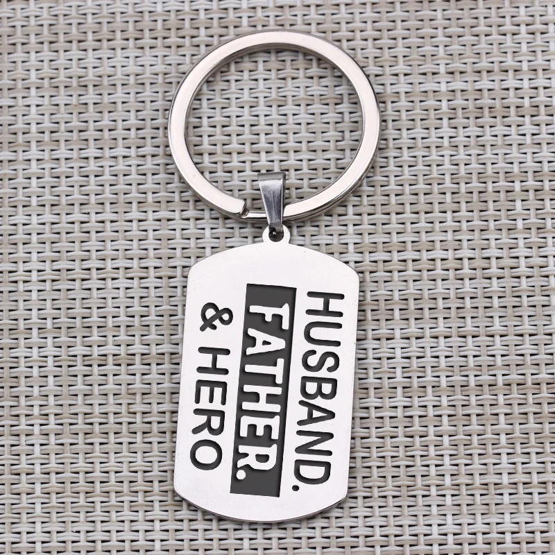 Gift Key Chain To Husband Hand Stamped Men's Jewelry Father's Day Hero Birthday Anniversary Souvenir Keyring | Украшения и