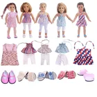 Кукла летняя, 5 шт., одежда с ремешками и юбка для американской куклы 18 дюймов, 43 см, Одежда для куклы для девочек, игрушка для поколения