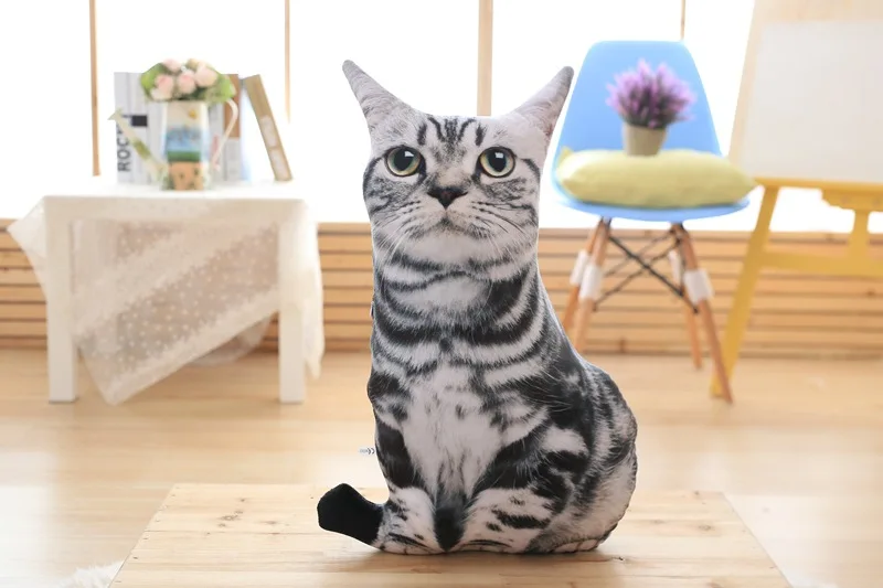 3d-подушка в форме кошки для дивана крутая плюшевая искусственная подушка мягкие