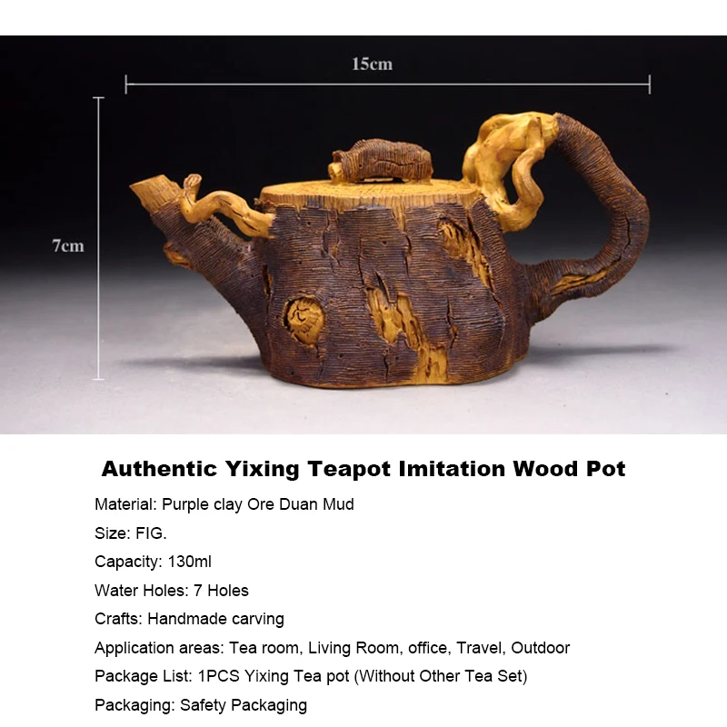 130cc Authentic Yixing Teapot Imitation Wood Pot Chinese Health Purple Clay Tea Set Maker Creative Zisha Home Decor | Дом и сад