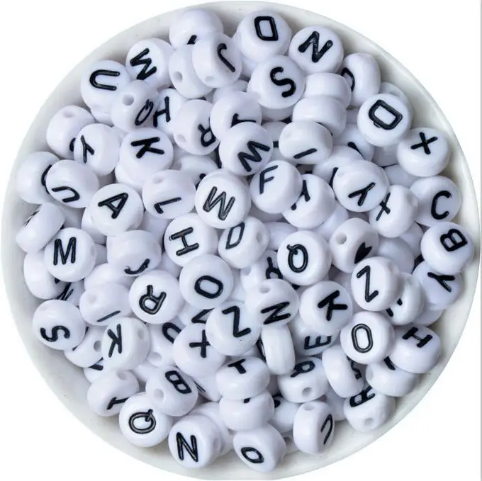 zm01 7mm 27 цветов, хит, 200 шт, античные цветные круглые бусины с русским алфавитом/буквами, акриловые бусины, смешанные случайным образом 7 мм - Цвет: zm01 7mm