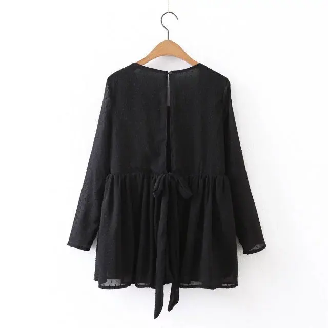 2017 new spring women vintage flower embroidery mesh blouses shirts retro black white colors back hole casual slim blusas S-L |