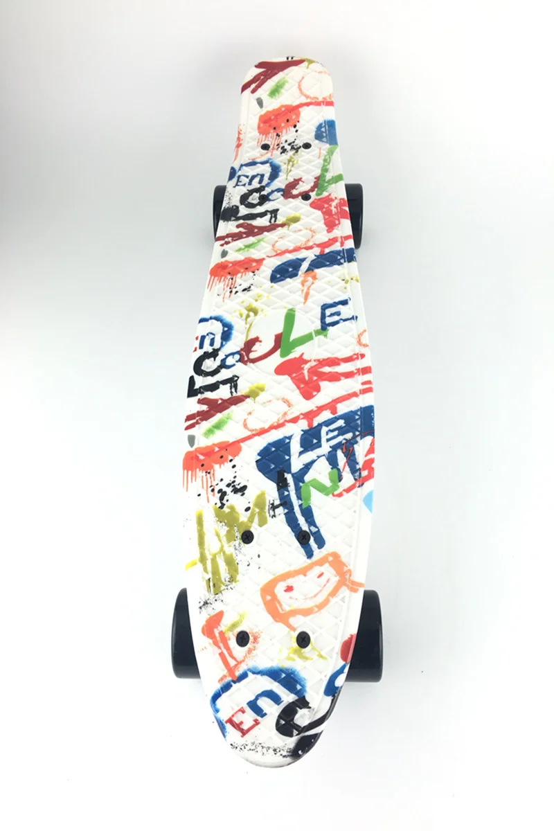 22 дюймов длинная доска белый граффити Ретро Скейтборд Мини крейсер Спорт на