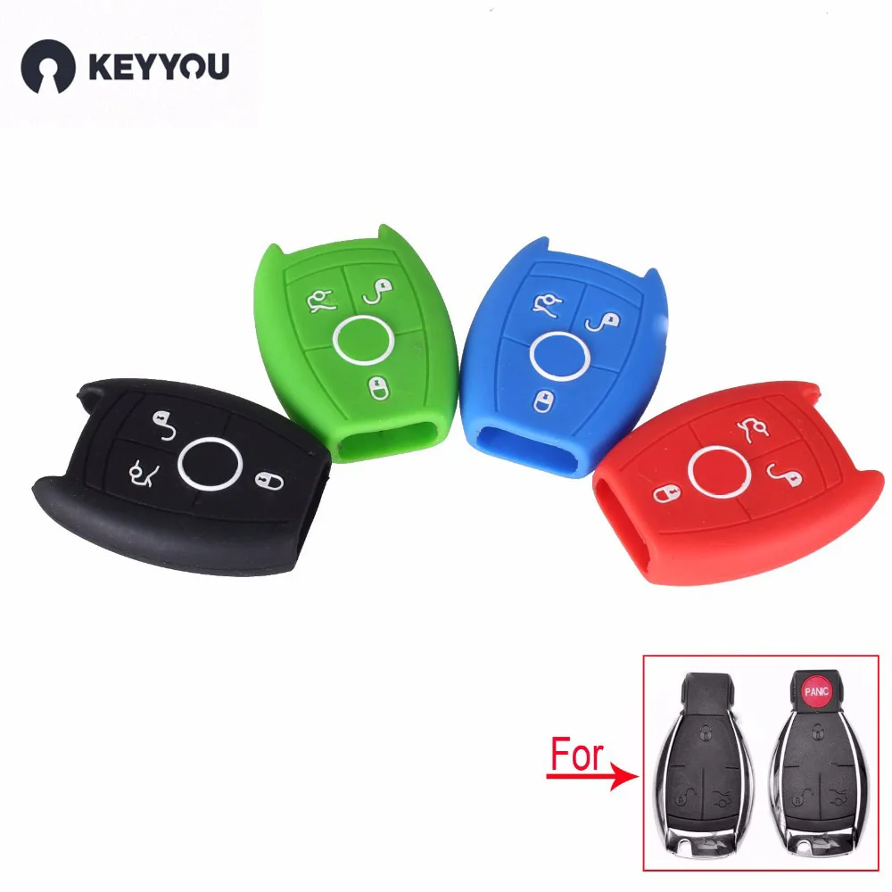 KEYYOU 3 кнопки силиконовый для ключа автомобиля чехол Mercedes Benz W203 W211 CLK C180 E200 AMG C E S