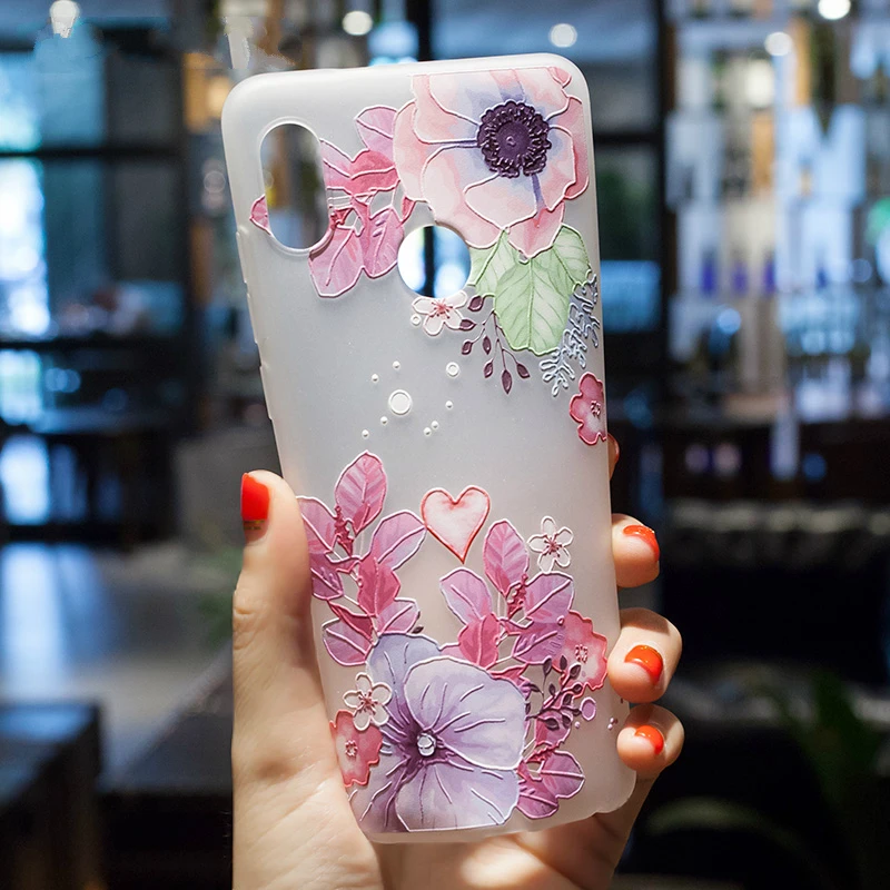 TPU Case For Xiaomi Redmi Note 5 Pro Fashion 3D Relief Flowers Matte Silicone Soft Cover 6 5A 4X 4A Plus |