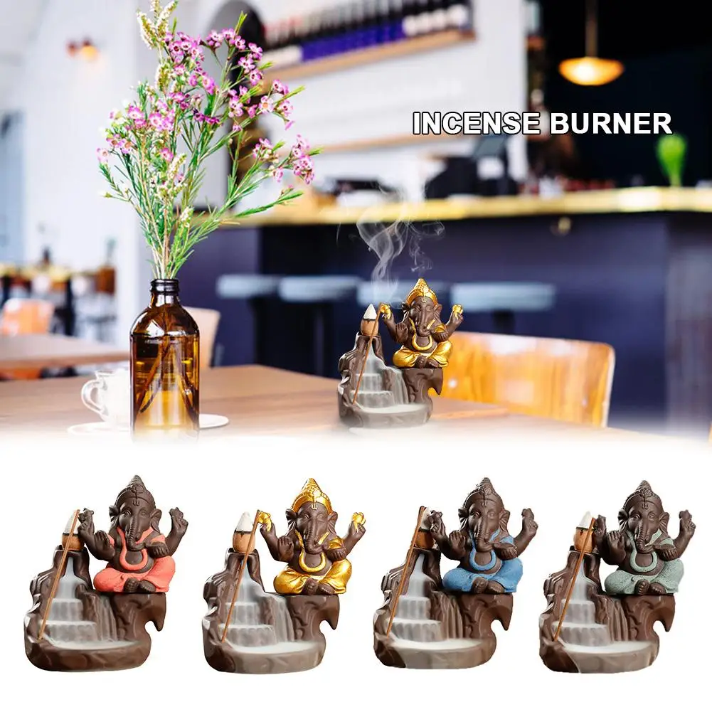 Новинка Ganesha курильница для благовоний горелка Бог слон эмблема благоприятный и успех керамическая конусная кадильница украшения дома ремесла