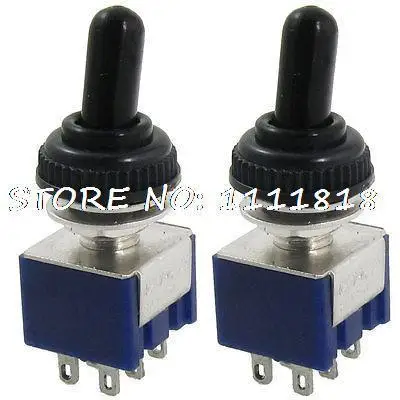 2 x AC 125 V 6A ВКЛ ВЫКЛ 3 позиции DPDT Миниатюрный переключатель w резиновые