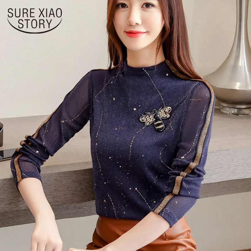 

women autumn 2020 new long sleeve ladies shirt turtleneck clothes fashion womens blouse shirts vintage feminine blusas 1445 45