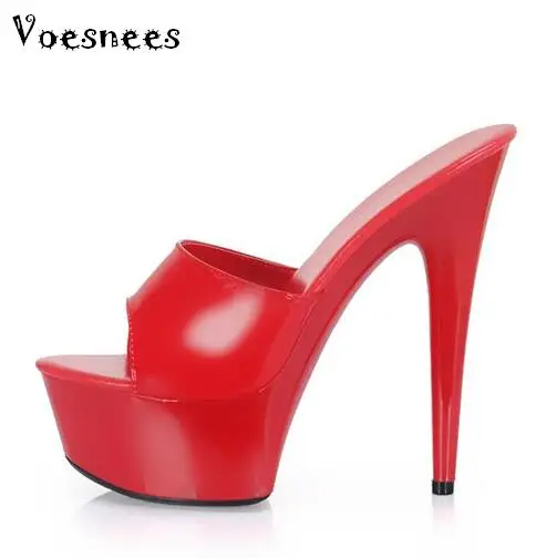

Woman Wedding Shoes Sandals 2019 Nightclub Sexy High-heeled 15cm Shoes Slippers Fine With Waterproof Sandal Summer Pumps