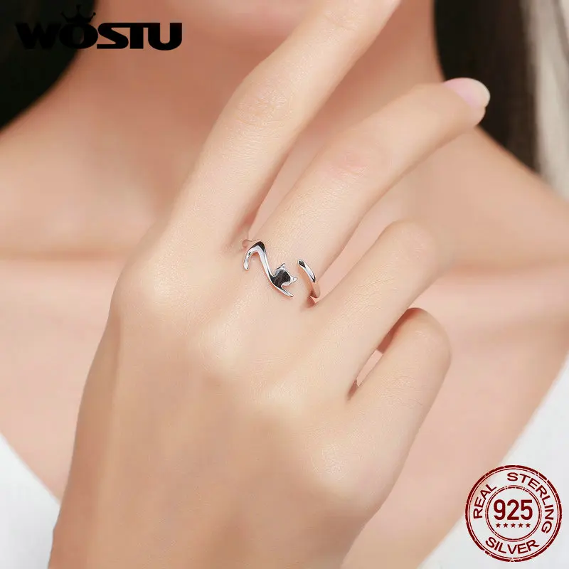 WOSTU 925 пробы Серебряное липкое кольцо с длинным хвостом для женщин регулируемое S925 Серебряное кольцо ювелирное изделие подарок CQR220
