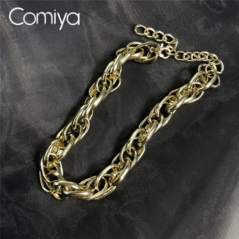 Comiya, корейские ожерелья, золото, серебро, цвет, цинковый сплав, звенья, чокер, массивное ожерелье, модные индийские ювелирные изделия, Femme Colar