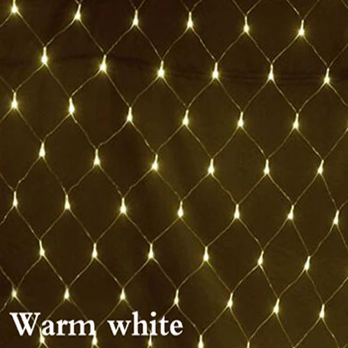 Тёплый белый 1,5X1,5 м светодиодный светильник-сетка s, Рождественский Декор, сказочный светильник, гирлянда для дома и свадьбы, сетчатый занавес, садовый светильник s 8 режимов - Испускаемый цвет: Тёплый белый