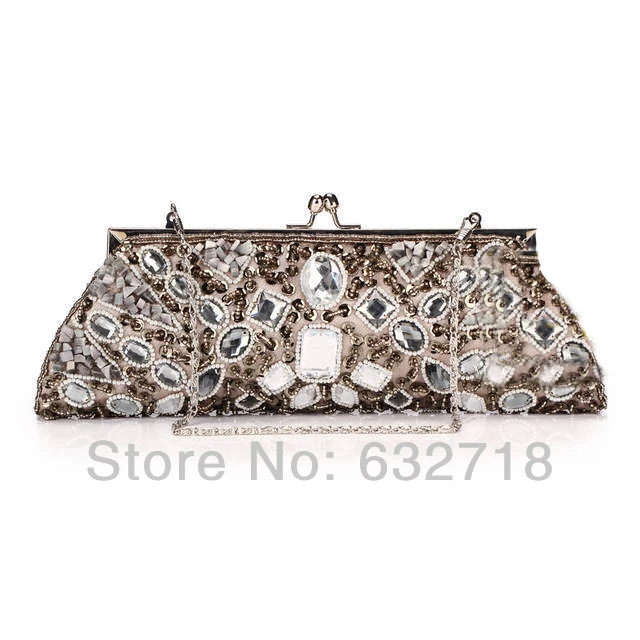 2014 European hot sale Rosa Fashion handmade gun grey color embroidery evening bag party EB09 free shipping | Багаж и сумки