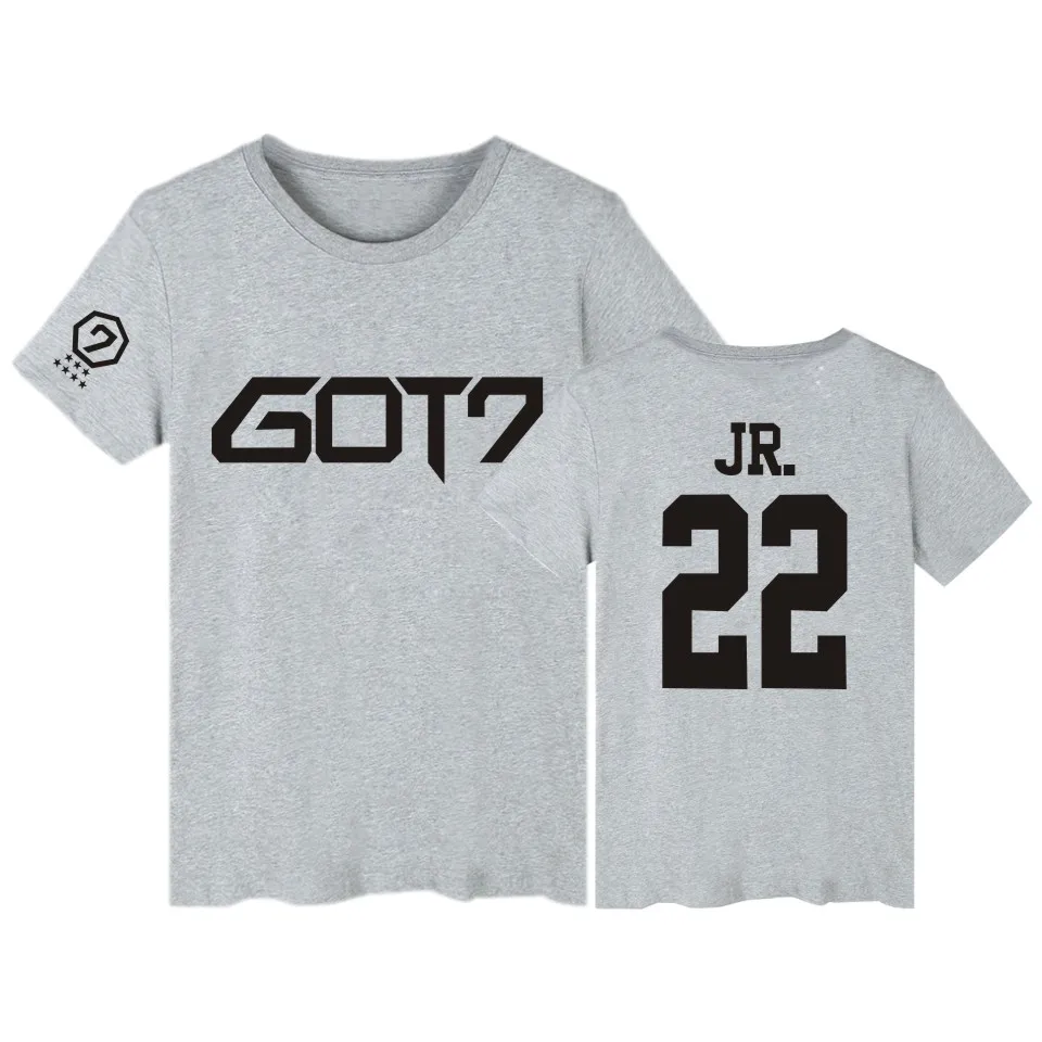GOT7 Kpop бамбуковые футболки JB Джексон короткий рукав футболки с получил 7 Kpop Хип-хоп футболка Для женщин в футболка Женская обувь - Цвет: gray