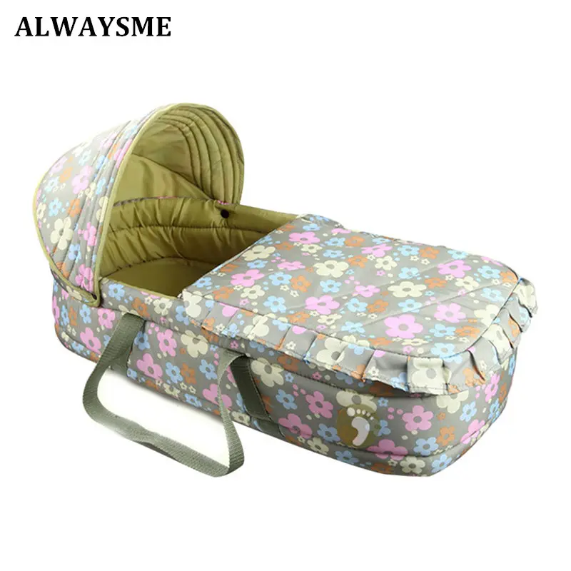 ALWAYSME детская люлька, переносная детская корзина для рук, кровать, мягкая, для новорожденного, для путешествий, кровать для автомобиля, детская люлька для безопасности