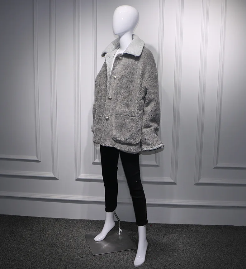 Теплые Oversize Мех Ягненка Пальто Для женщин 2018 осень зима Свободные толстый хлопок