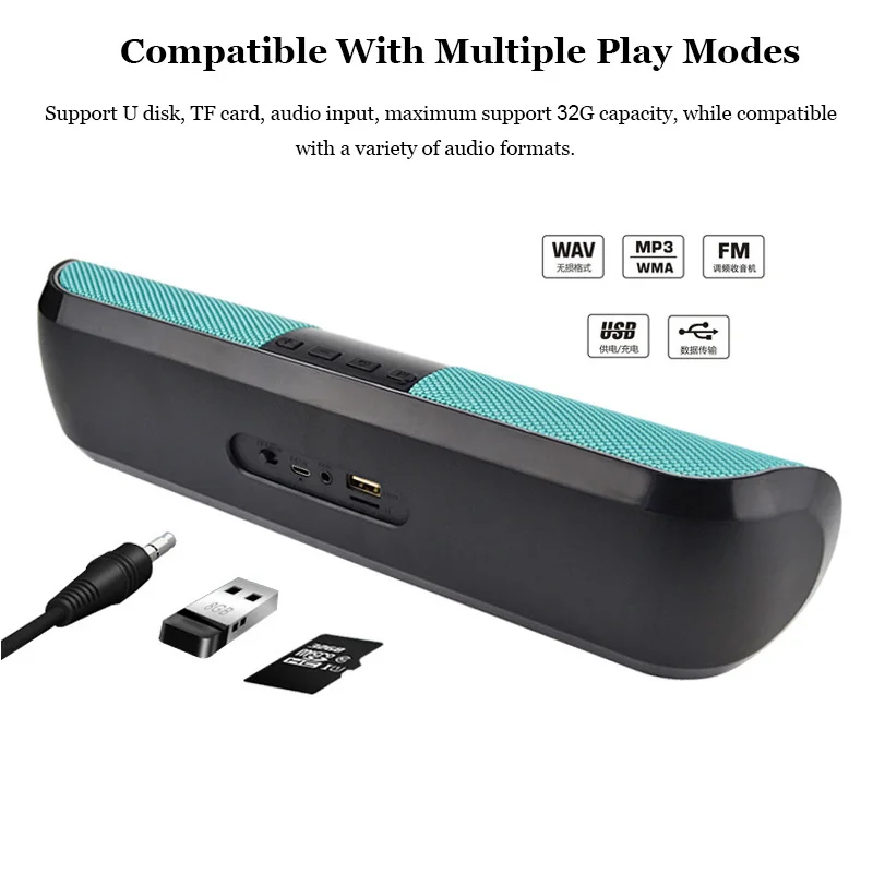 HLTON Портативный HIFI беспроводной Bluetooth динамик громкой связи Стерео FM AUX TF карта