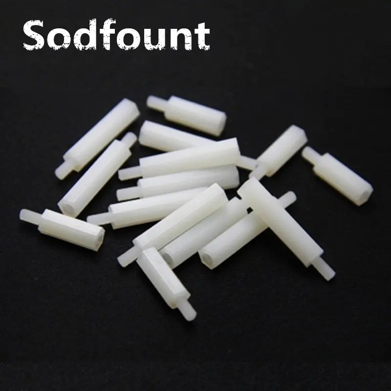 

20 шт. M5 * L + 7 мм резьба, белый интервал, винт из пластика для печатной платы, материнская плата, фиксированная нейлоновая строчка