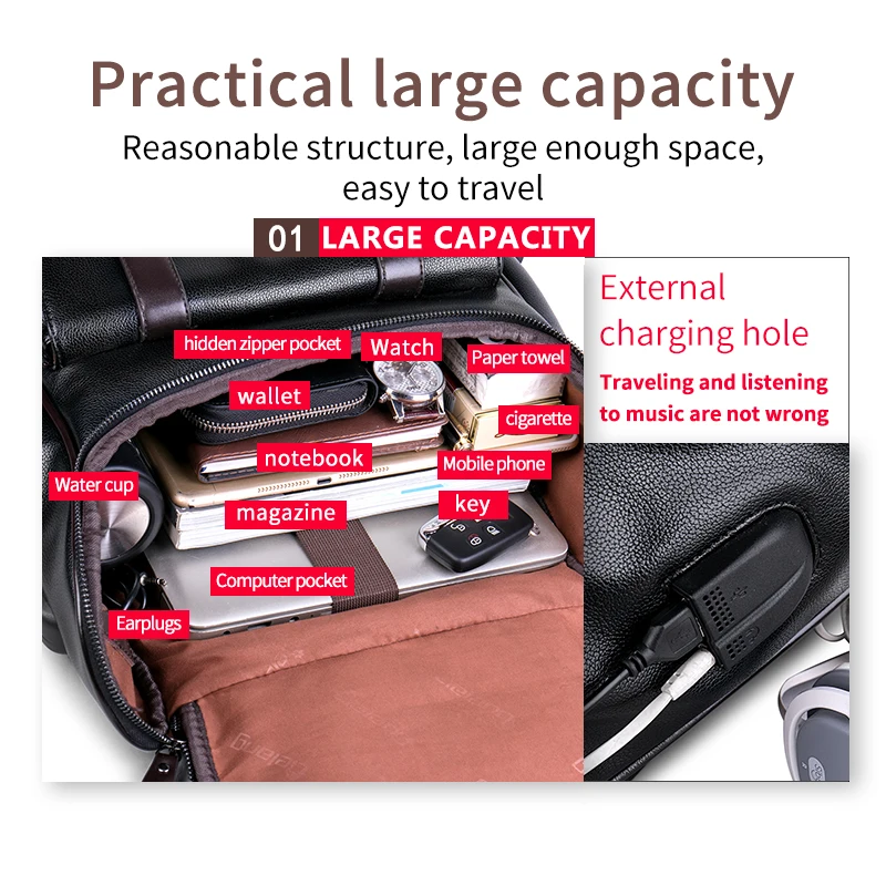 VELALISCIO кожаный рюкзак для ноутбука путешествий 15 дюймов водонепроницаемый USB