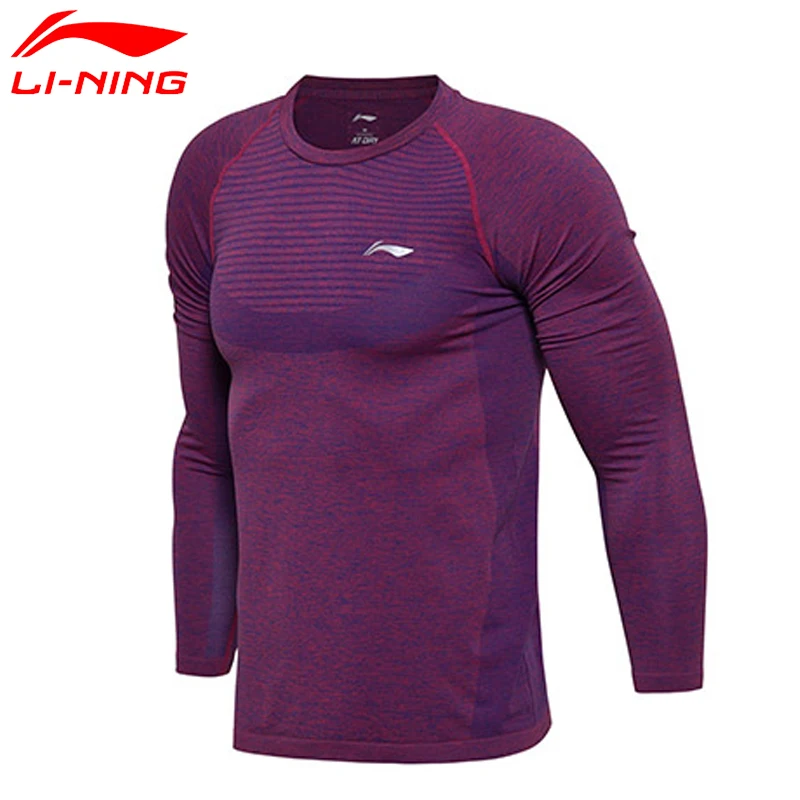 Li-Ning Новая мужская осенняя и зимняя футболка с длинными рукавами для бадминтона быстросохнущая дышащая спортивная одежда ATLM111 CONF17