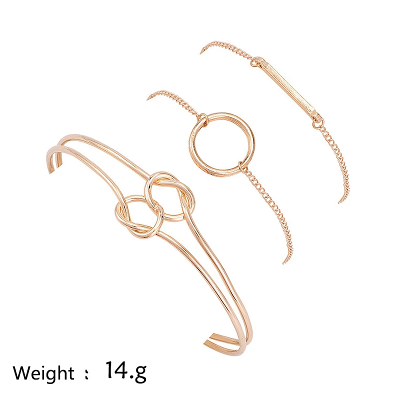 3 шт./компл. женский модный панк браслет простой двойной узел металлический