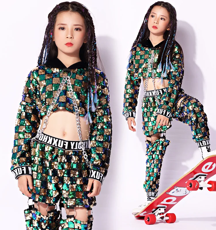 Новые платья для девочек модные джаз танец хип хоп костюмы детские туфли подиума