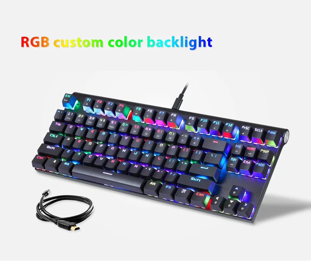 Motospeed CK101 Проводная Механическая клавиатура металлическая 87 клавиш RGB синий