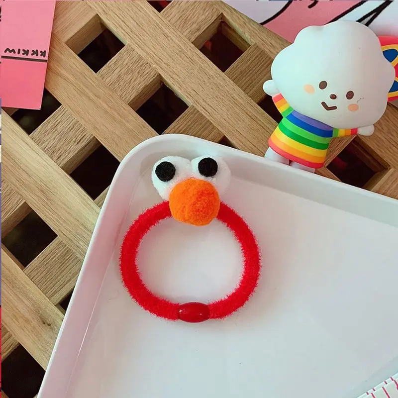 Kawaii японский аниме стиль эластичная резинка 3D Большой помпон глаза коралловый