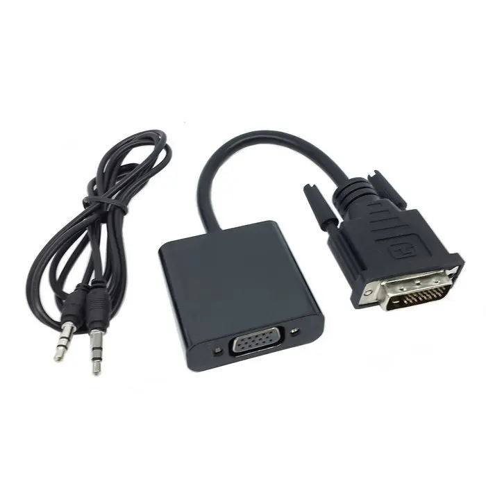 Новый видеоадаптер с входом DVI на выход VGA аудиоразъемом 3 5 мм и портом питания USB