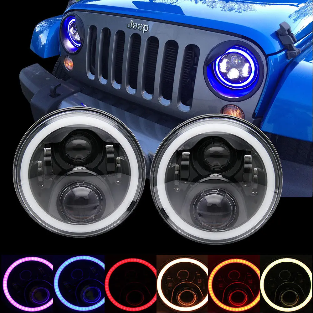 Colight 7 "светодиодные фары LED 12 В RGB Ангельские глазки Hi/lo DRL Bluetooth дальнего света
