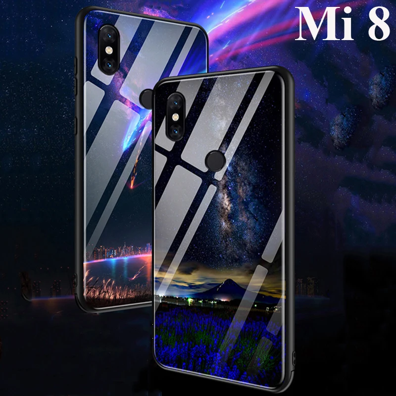 Чехол для Xiaomi mi 8 роскошный чехол из закаленного стекла + мягкая задняя крышка 6 21
