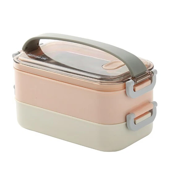 double pink Konco 304 изолированный Ланч-бокс из нержавеющей стали, термо-бокс для бэнто, лоток для фаст-фуда с крышкой, Герметичный портативный контейнер для еды - Color: double pink