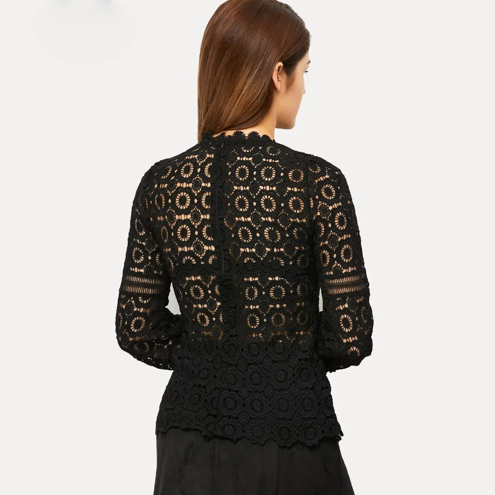 VESTLINDA сексуальная белая Цветочная кружевная рубашка с вязаными вставками Топ 2017