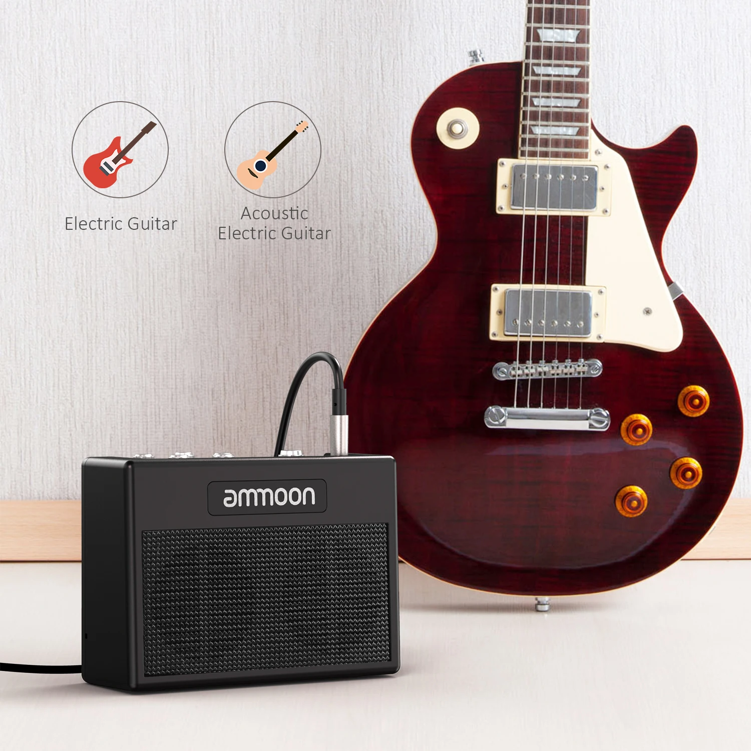 ammoon POCKAMP Guitar Amplifier Built-in Multi-effects 80 Drum Rhythms Support Tuner Tap Tempo Function with Power Adapter