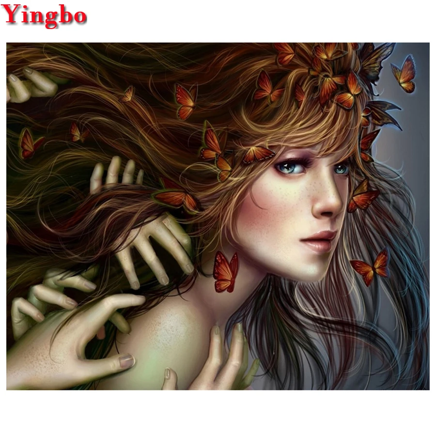 

5D DIY full squareround Diamond Painting Cross Stitch Beauty butterfly diamond Embroidery for sale wall stickers mosaic pattern
