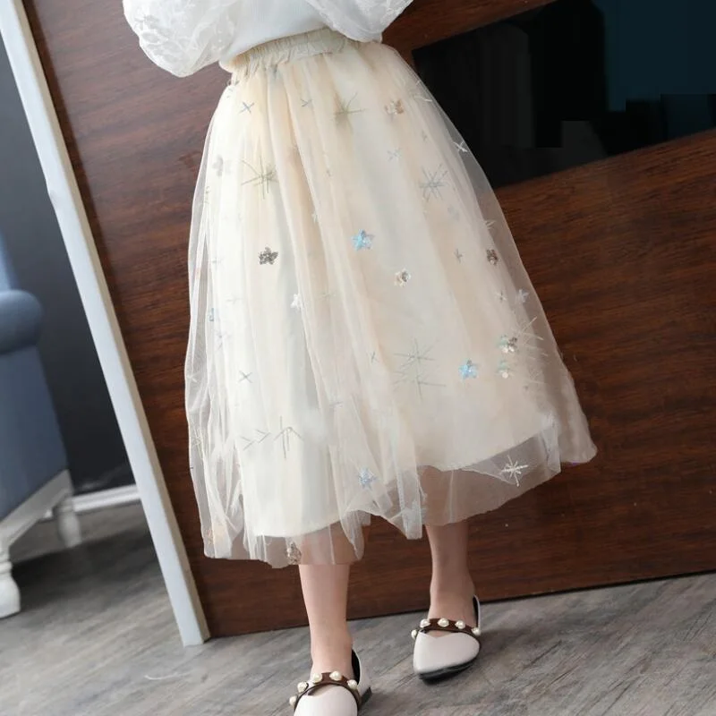 beige tutu skirt Юбки для маленьких девочек-подростков детская одежда с пентаграммой юбки-пачки для девочек пышная длинная юбка принцессы Детский костюм JW4485 - Цвет: beige tutu skirt