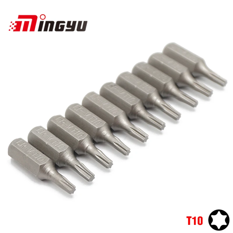 10 шт. 25 мм 1/" Torx T10 Набор отверток, ремонтные инструменты, Отвертка с шестигранным хвостовиком, сверло для электропитания, бытовые ручные инструменты