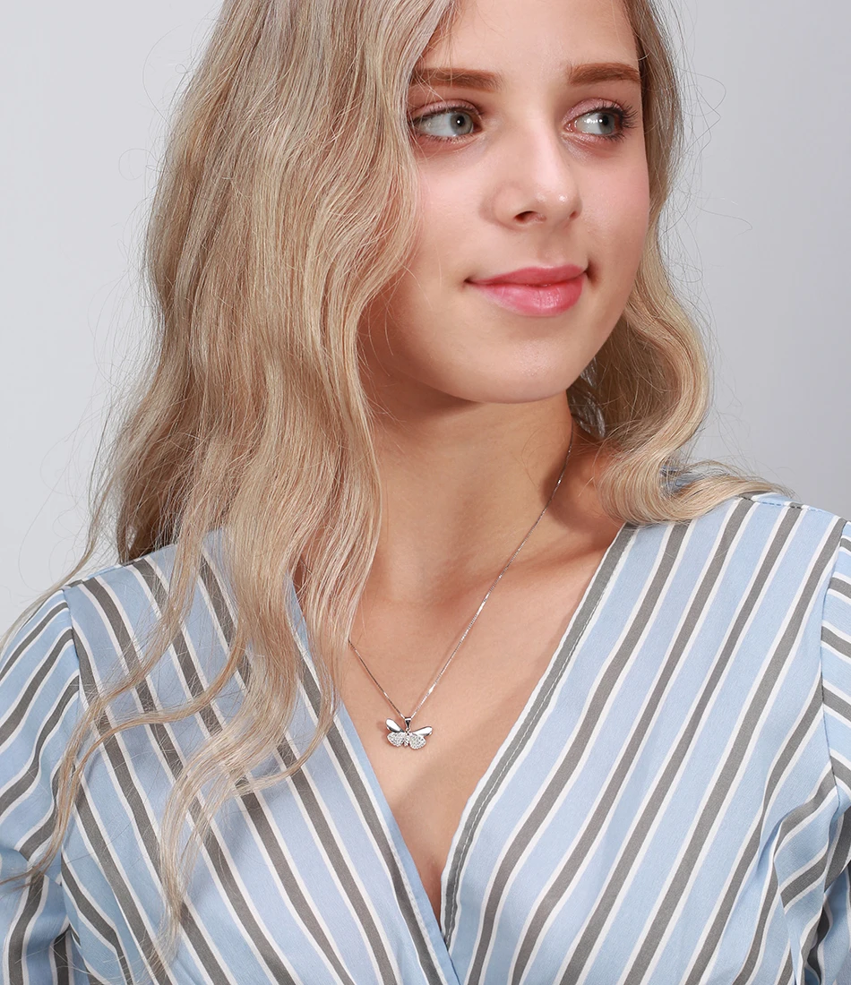 ORSA JEWELS, настоящее 925 пробы, серебряные женские ожерелья, серебро, золото, форма бабочки, AAA циркон, Модный кулон, ювелирные изделия SN89