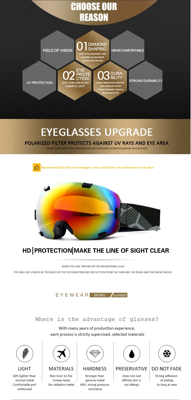 Лыжные очки двухслойные UV400 Анти-туман большие Лыжные маски очки лыжные мужские и женские профессиональные снежные очки низкая цена и высокое качество