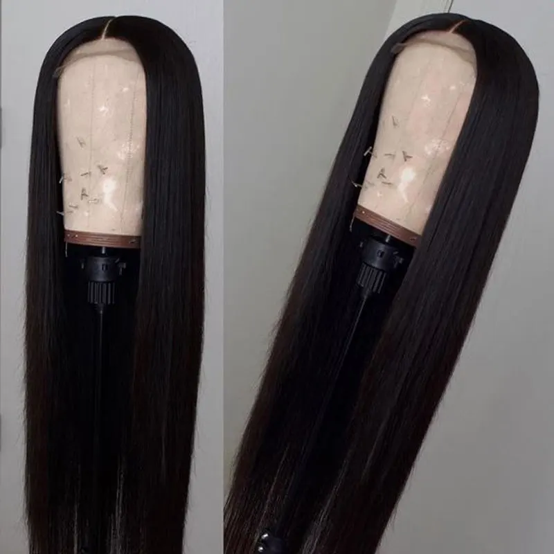 black Bombshell, длинные прямые синтетические волосы, завязанные вручную, на кружеве, парик без клея, термостойкие волокна, натуральные волосы для белых женщин - Цвет: black