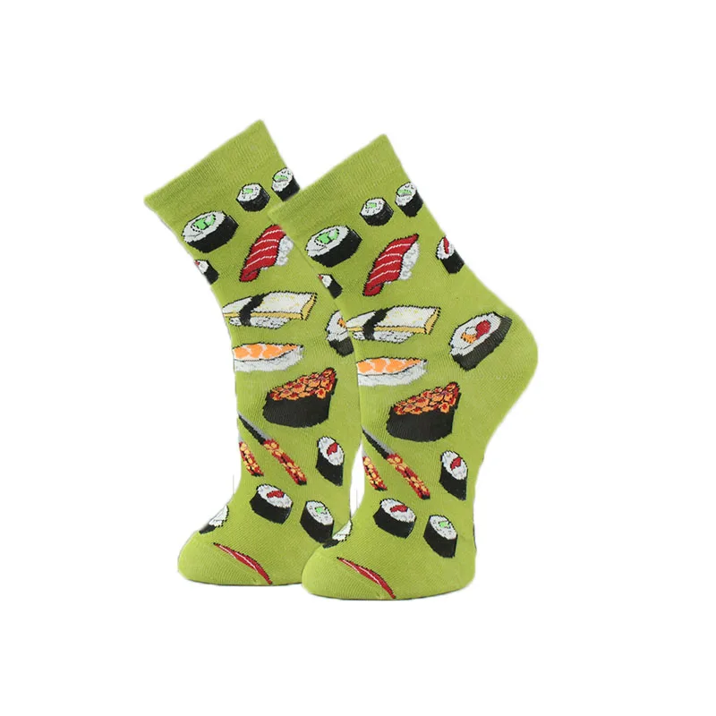 Korean Style Women Socks Lot Combed Cotton Lovely Cartoon Creative Fruit Pizza Burgers Planet Happy Funny Calcetines Mujer | Женская