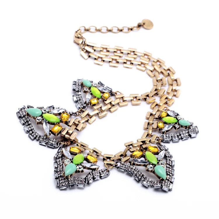 Крупная цена точеное ожерелье треугольные подвески для женщин Модный Цветной