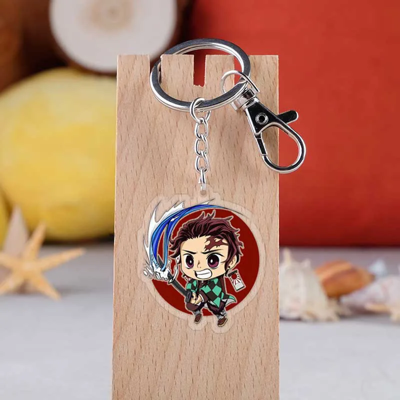 H18 Аниме Demon Slayer: Kimetsu No Yaiba брелок мультяшная фигурка модель акриловое кольцо для ключей - Цвет: H18