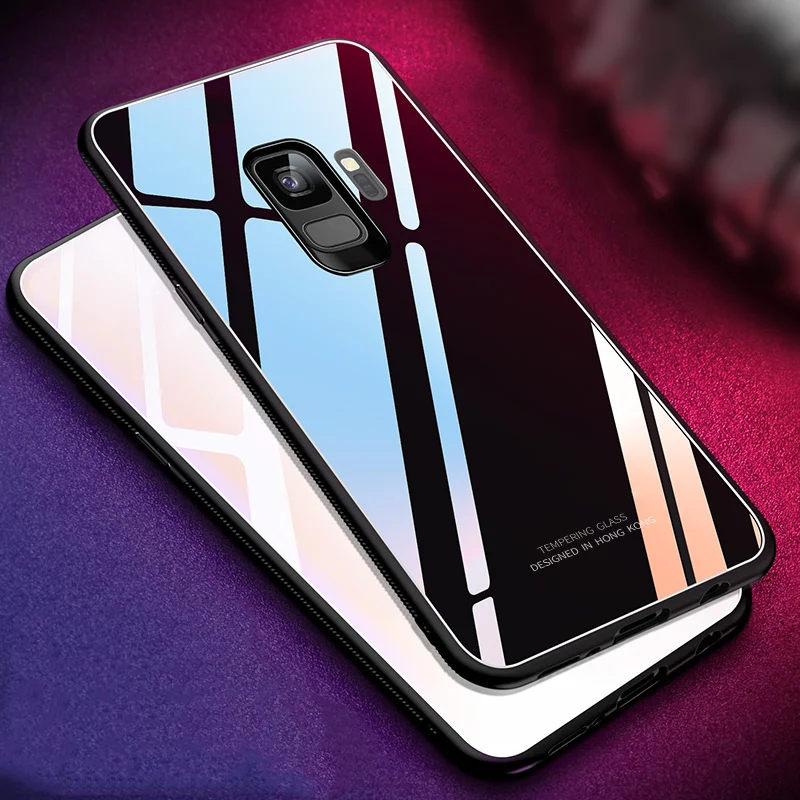 For Samsung Galaxy S9 Plus case Tempered Glass back cover hard ultra thin protective shell for Yagoo |