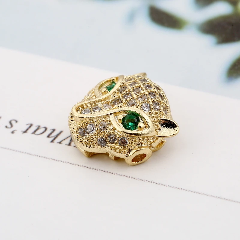 Micro Pave CZ горный хрусталь черный леопард бисер талисман животных для DIY бисера