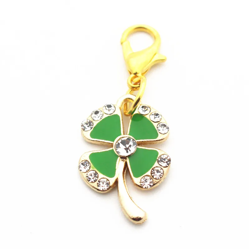 Новый стиль 20 шт./лот металлическая эмаль четырехлистный клевер хрустальные