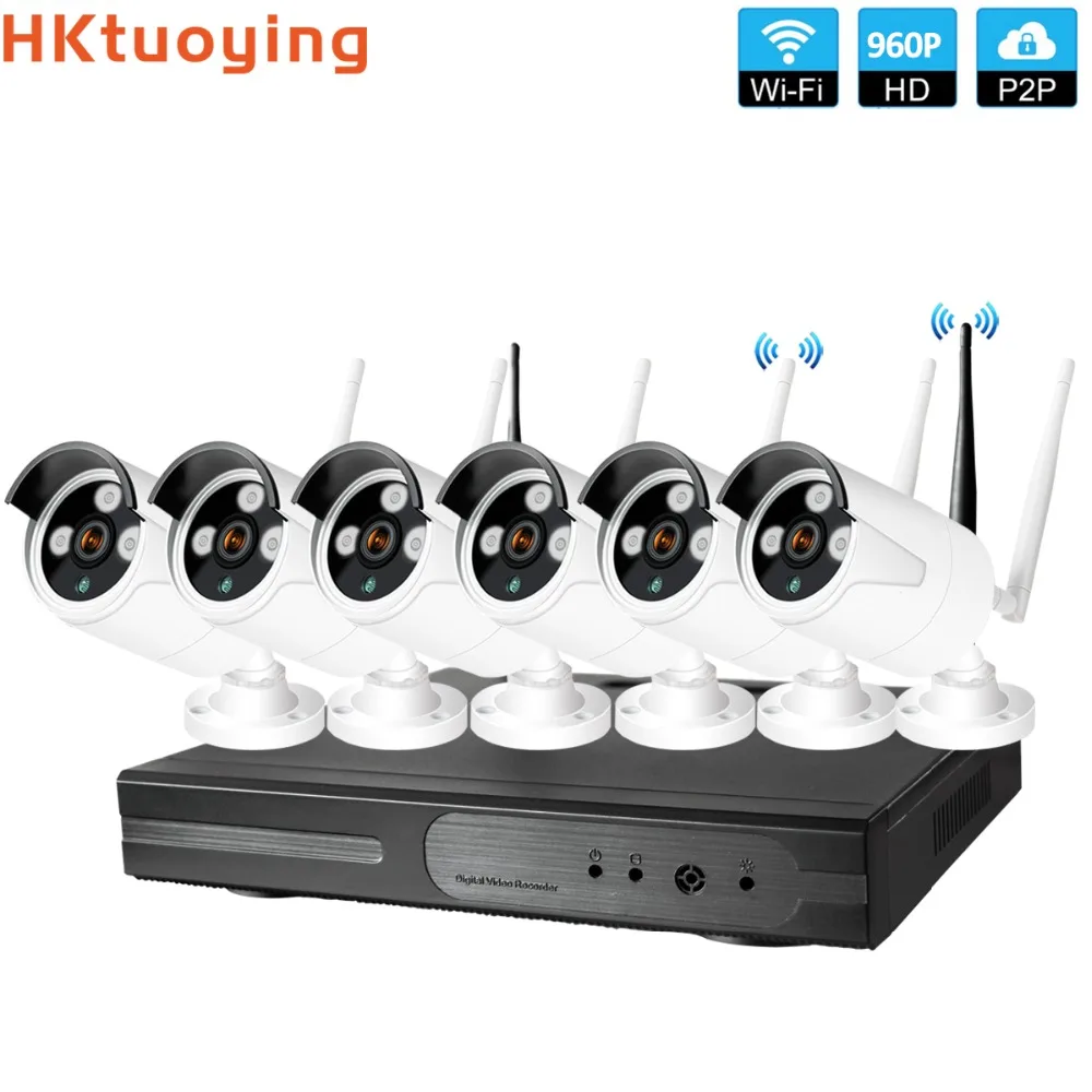 Plug and Play 6CH 1080 P HD Беспроводной NVR комплект P2P 960 внутренний наружный IR Ночное