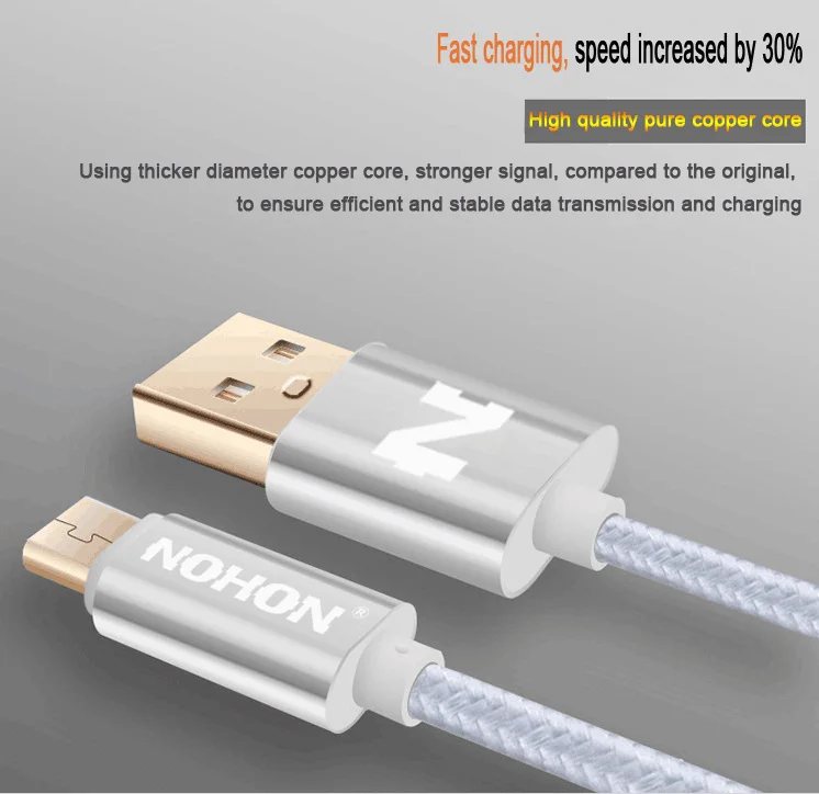 NOHON 3 м 2 м 1 м Micro USB кабель Быстрая зарядка Mirco USB кабели для samsung Xiaomi Android провод для зарядки мобильного телефона шнур для передачи данных